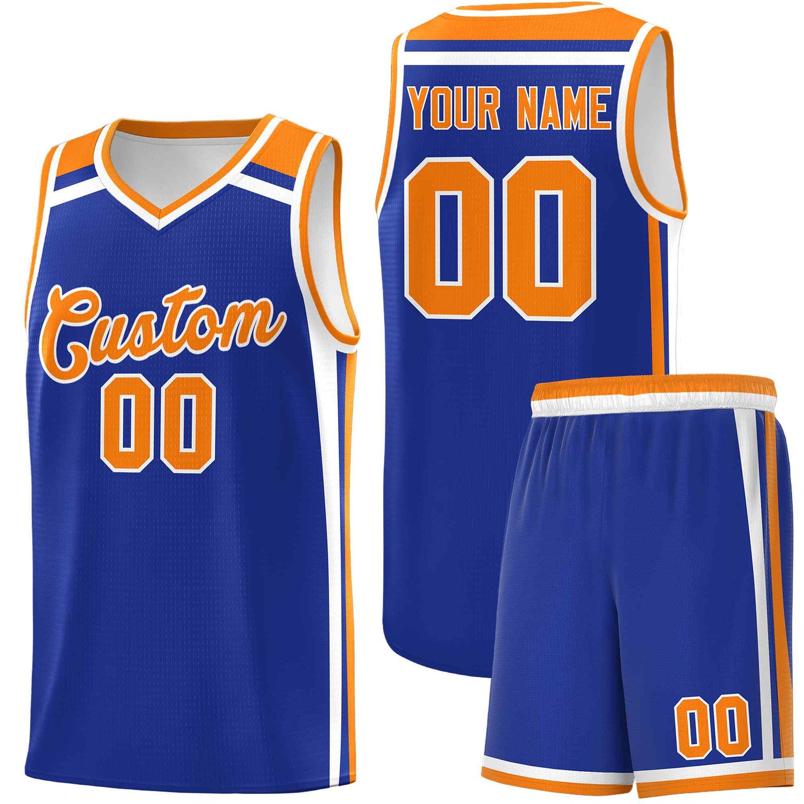 Custom Royal Blue White Orange Trendy Color Charge Series Sports Uniform Basketball Jersey| KXKSHOP