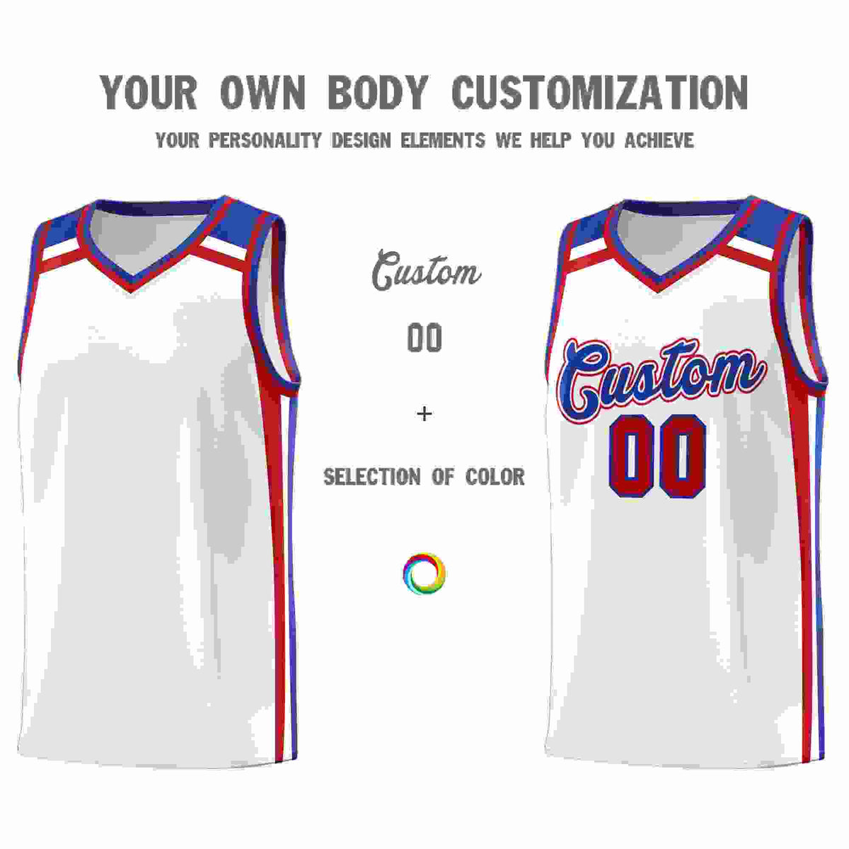 Custom White Royal Blue Red Trendy Color Charge Series Sports Uniform Basketball Jersey| KXKSHOP