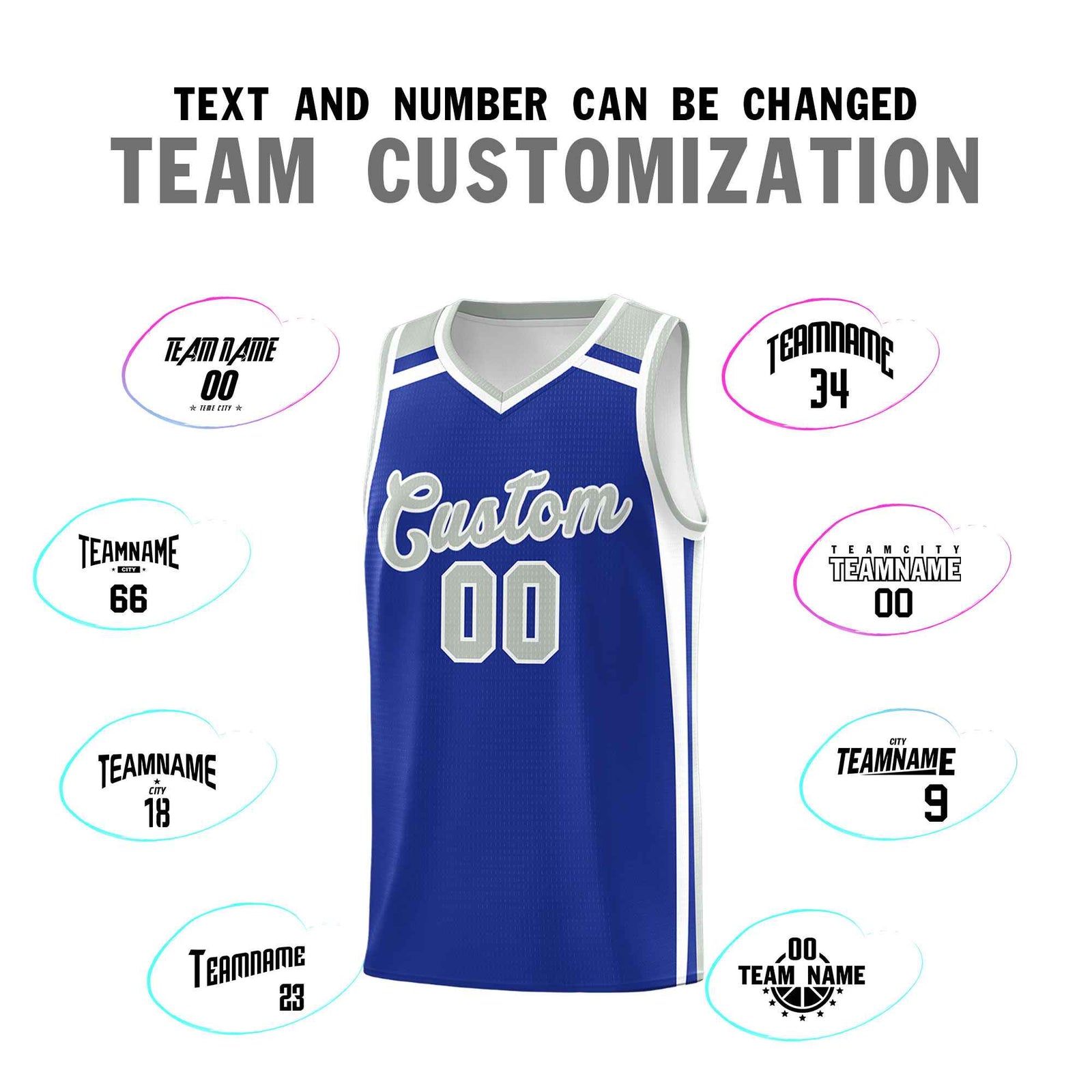 Custom Royal Blue White Gray Trendy Color Charge Series Sports Uniform Basketball Jersey| KXKSHOP