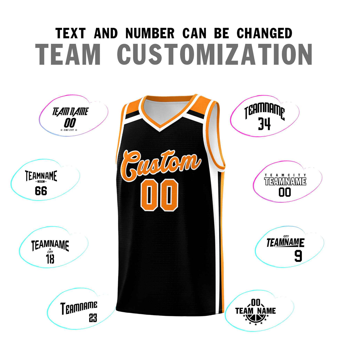 Custom Black Orange White Trendy Color Charge Series Sports Uniform Basketball Jersey| KXKSHOP