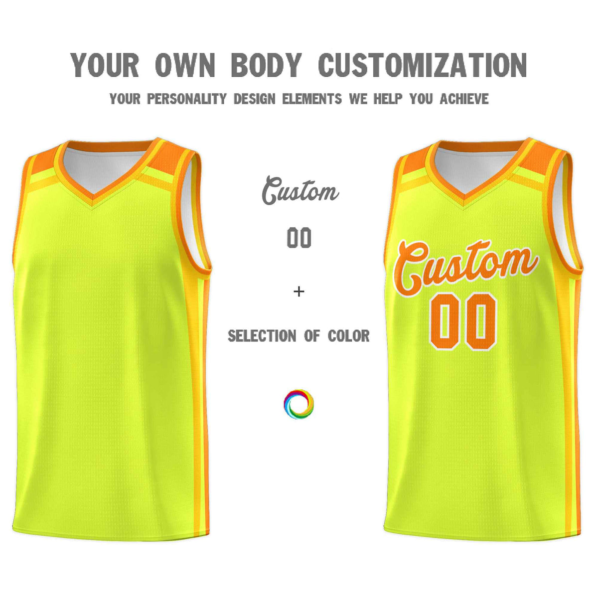 Custom Fluorescent Green Yellow Orange Trendy Color Charge Series Sports Uniform Basketball Jersey| KXKSHOP