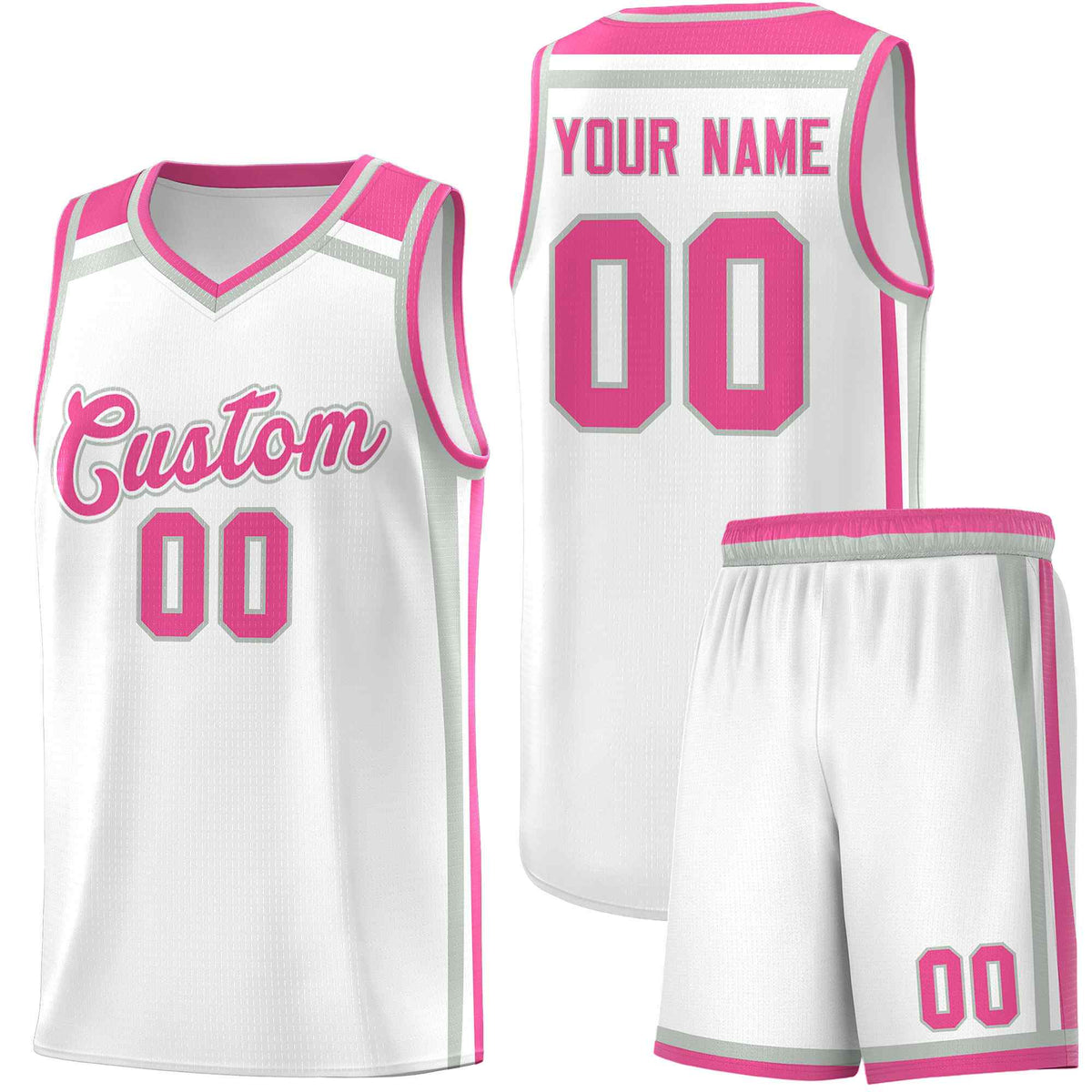 Custom White Gray Pink Trendy Color Charge Series Sports Uniform Basketball Jersey| KXKSHOP