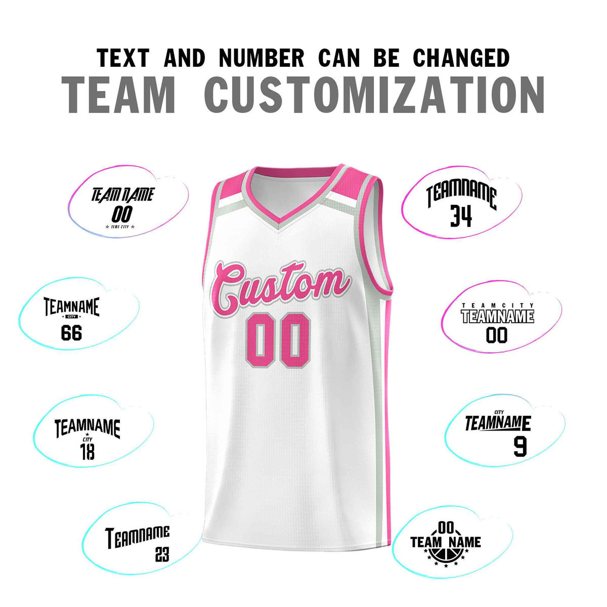 Custom White Gray Pink Trendy Color Charge Series Sports Uniform Basketball Jersey| KXKSHOP