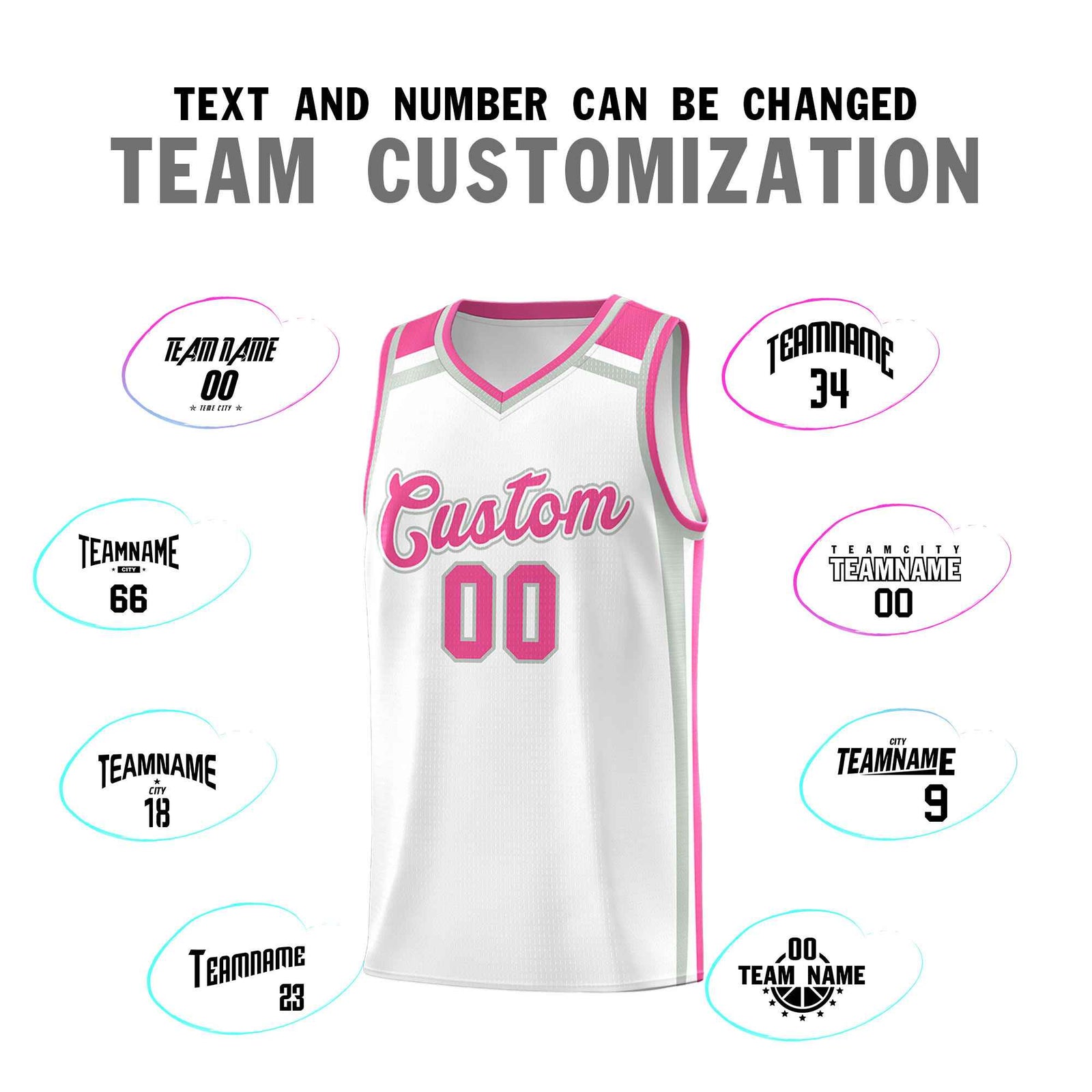 Custom White Gray Pink Trendy Color Charge Series Sports Uniform Basketball Jersey| KXKSHOP