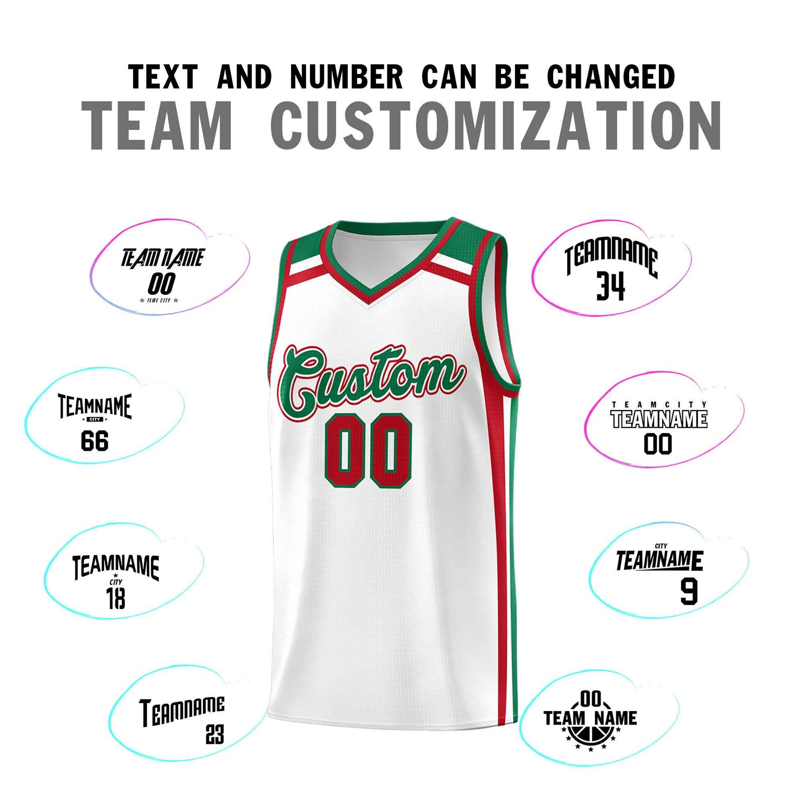 Custom White Kelly Green Red Trendy Color Charge Series Sports Uniform Basketball Jersey| KXKSHOP