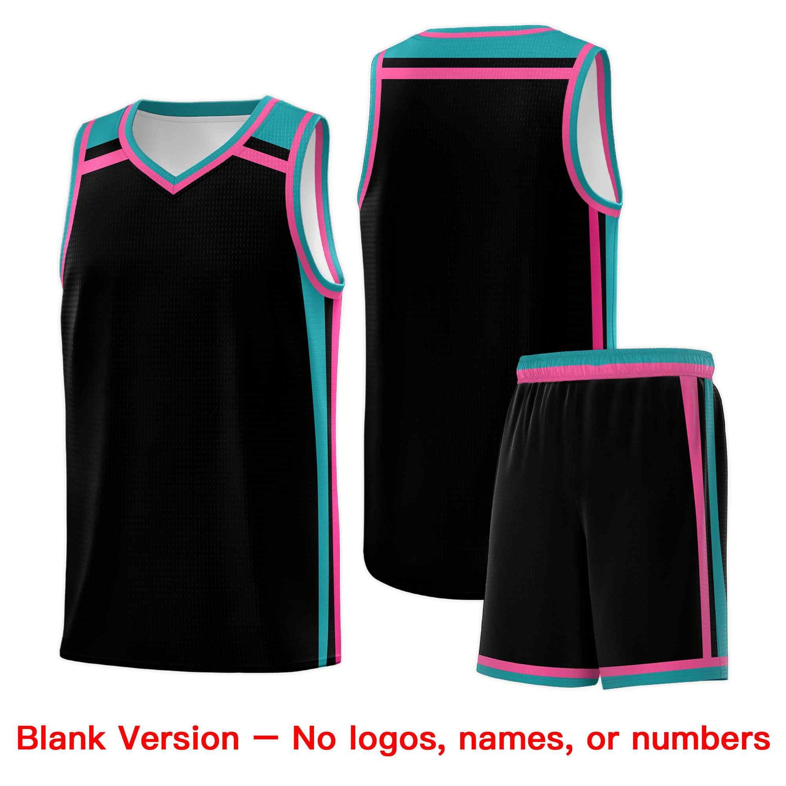 Custom Black Aqua Pink Trendy Color Charge Series Sports Uniform Basketball Jersey