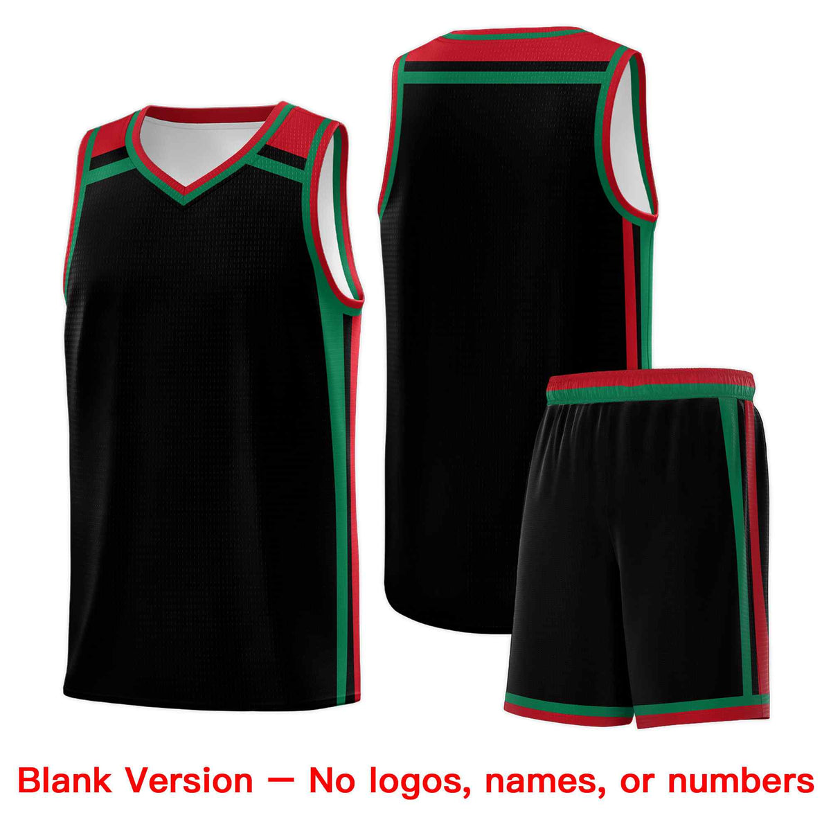Custom Black Kelly Green Red Trendy Color Charge Series Sports Uniform Basketball Jersey