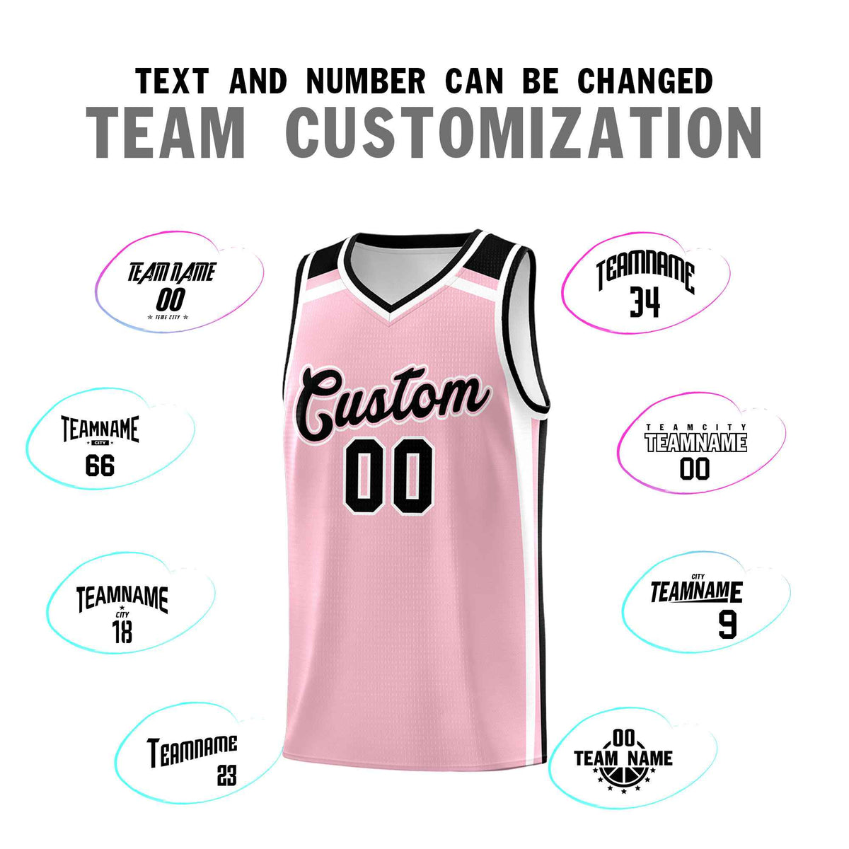 Custom Light Pink White Black Trendy Color Charge Series Sports Uniform Basketball Jersey