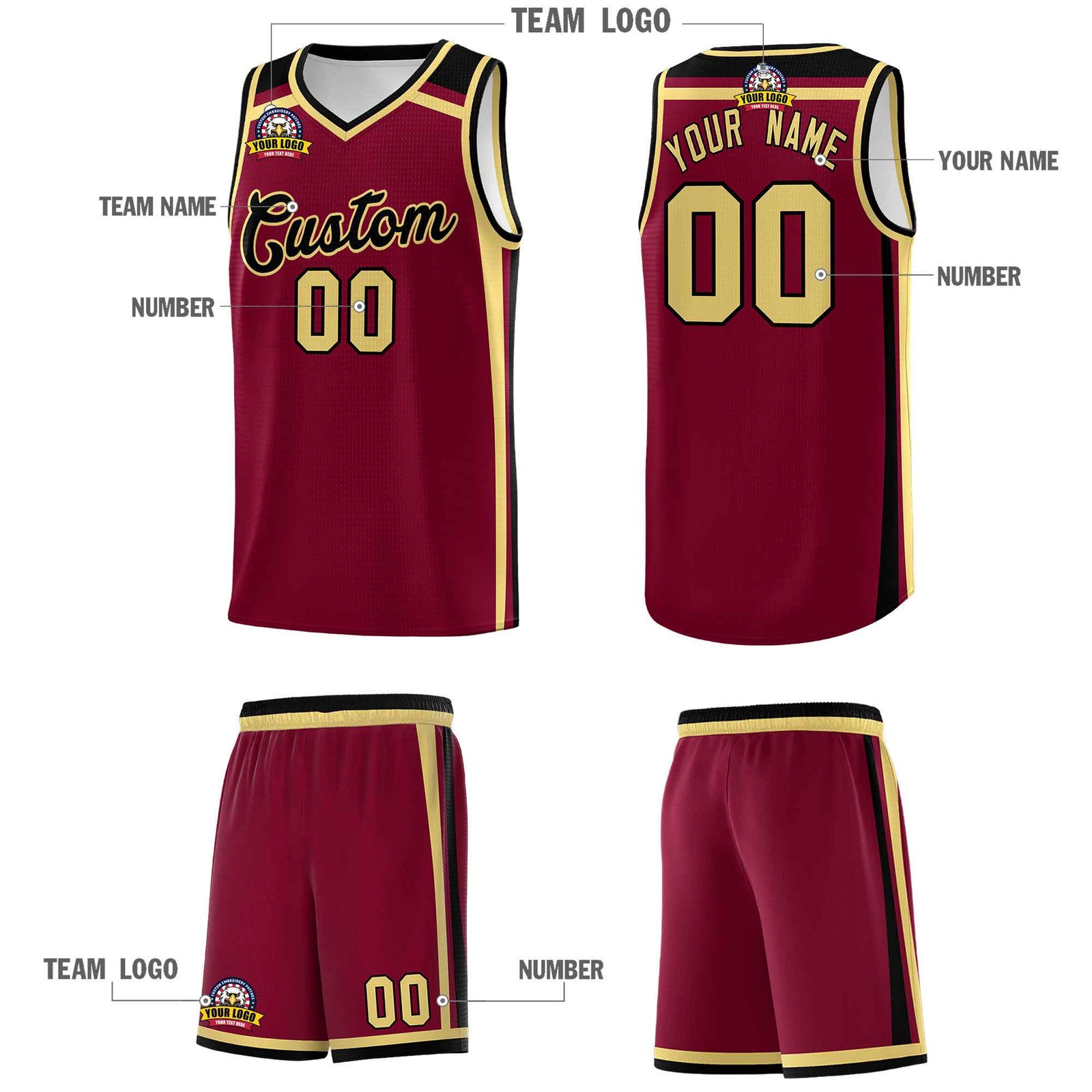 Custom Crimson Khaki Black Trendy Color Charge Series Sports Uniform Basketball Jersey