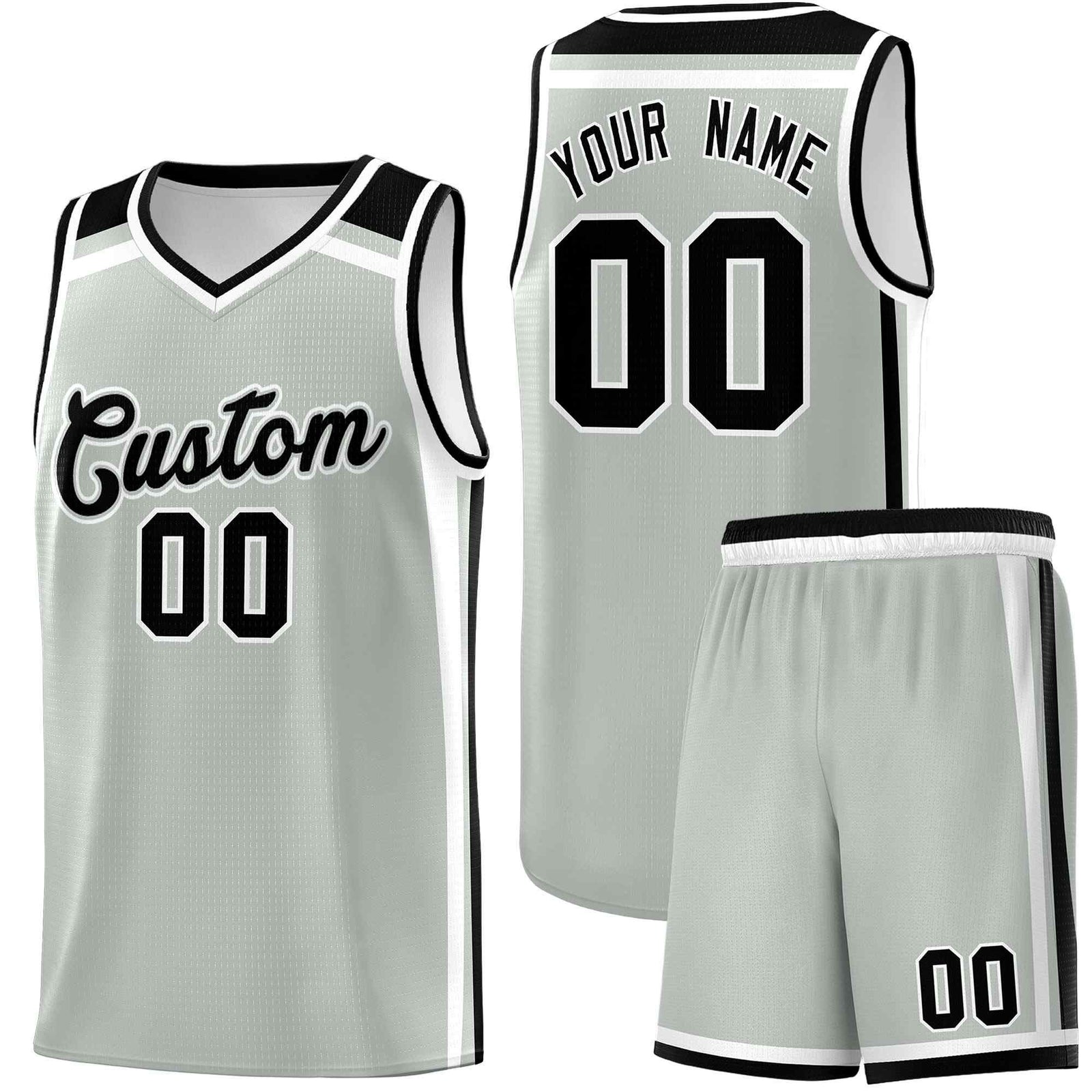 Custom Gray Black White Trendy Color Charge Series Sports Uniform Basketball Jersey