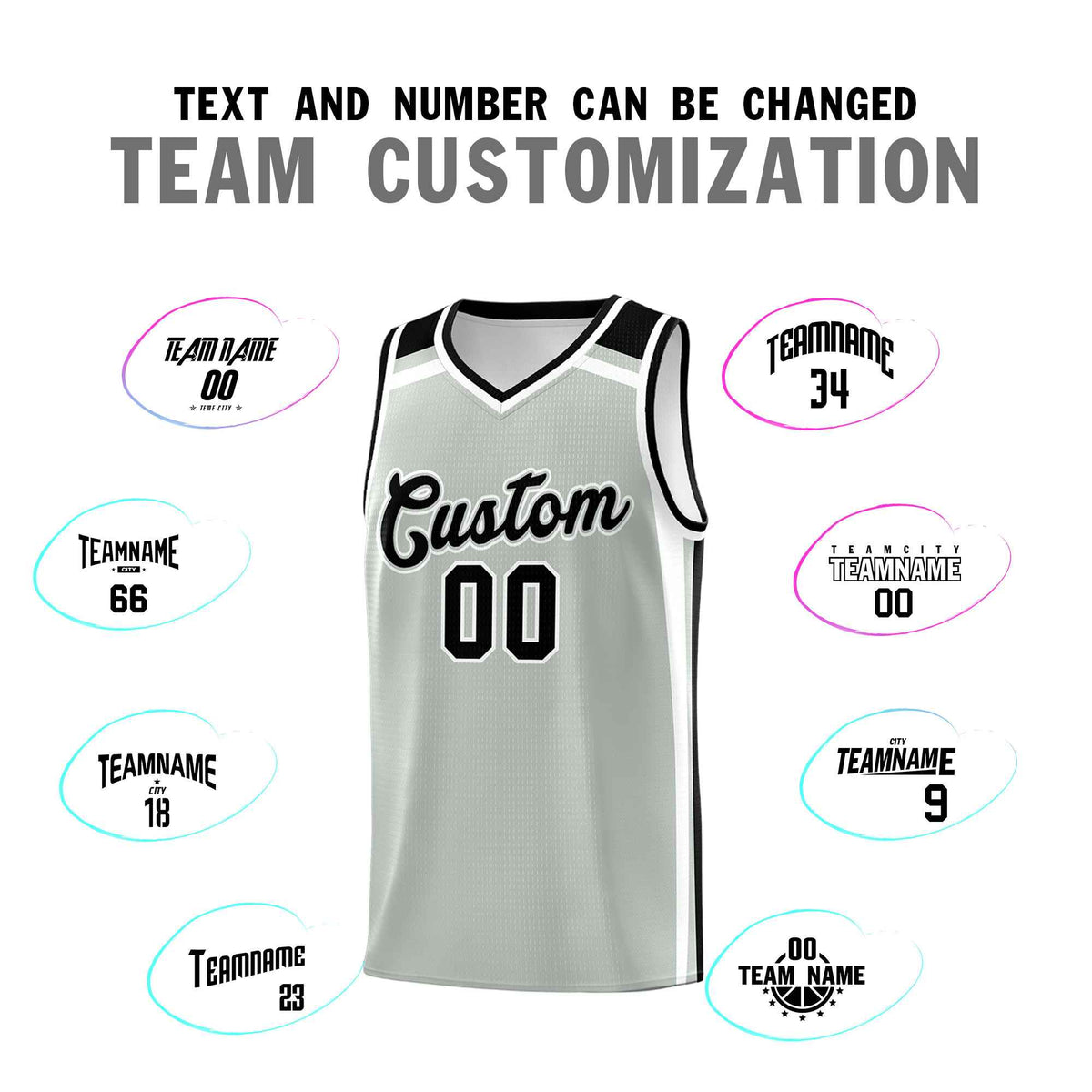 Custom Gray Black White Trendy Color Charge Series Sports Uniform Basketball Jersey