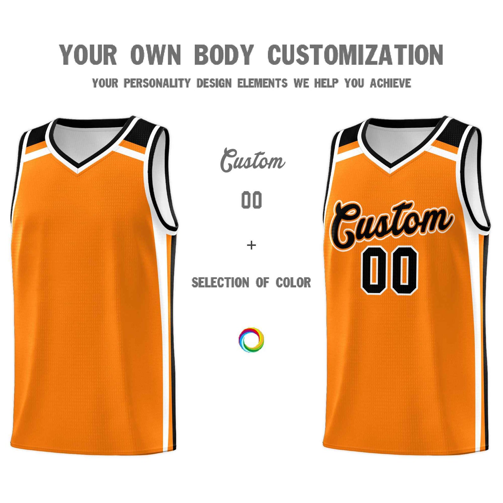 Custom Orange Black White Trendy Color Charge Series Sports Uniform Basketball Jersey