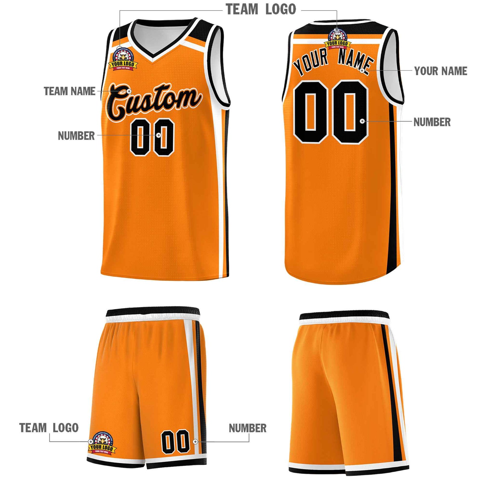 Custom Orange Black White Trendy Color Charge Series Sports Uniform Basketball Jersey