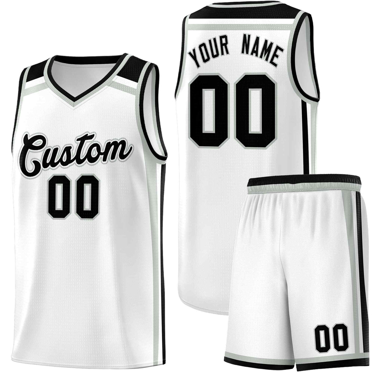 Custom White Gray Black Trendy Color Charge Series Sports Uniform Basketball Jersey