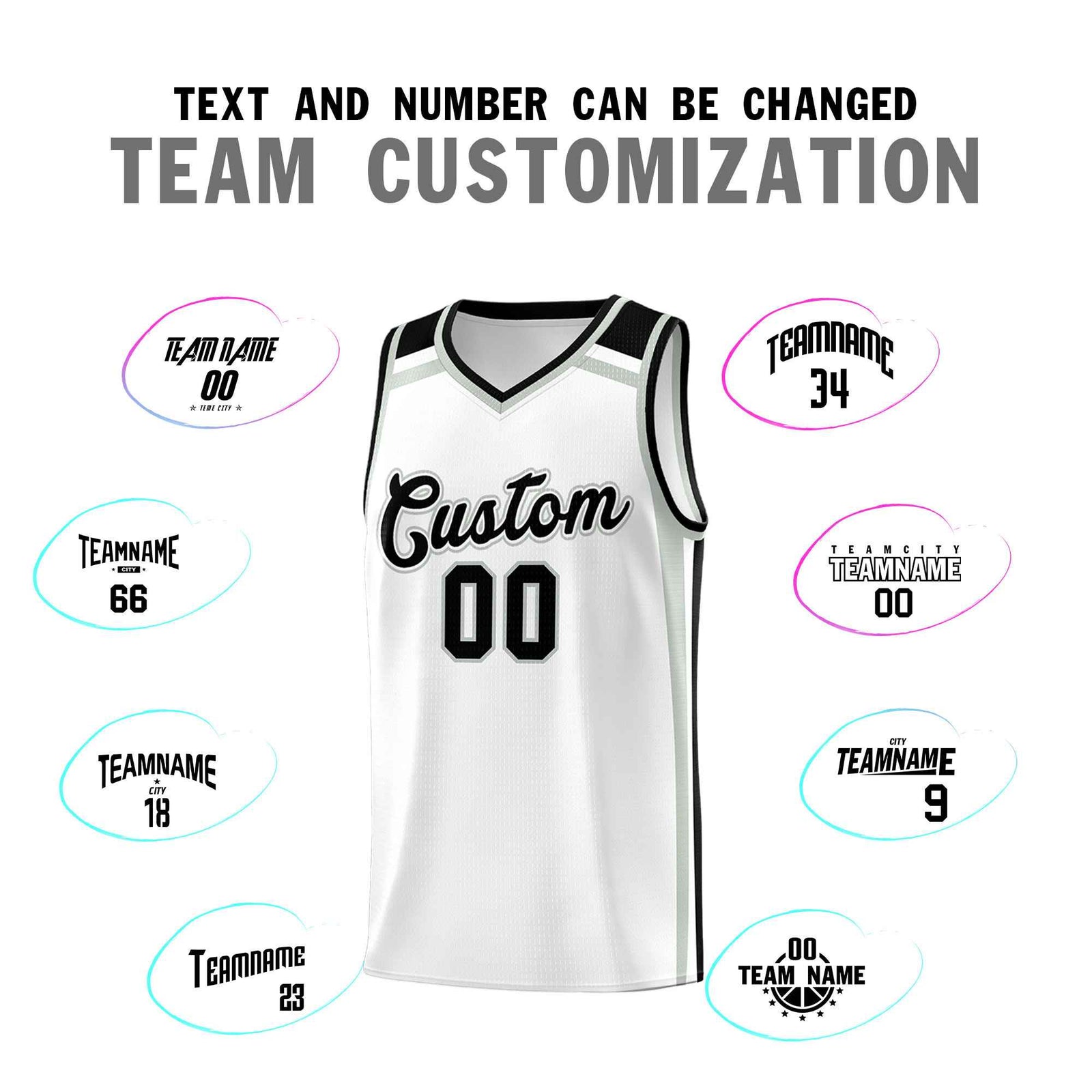 Custom White Gray Black Trendy Color Charge Series Sports Uniform Basketball Jersey