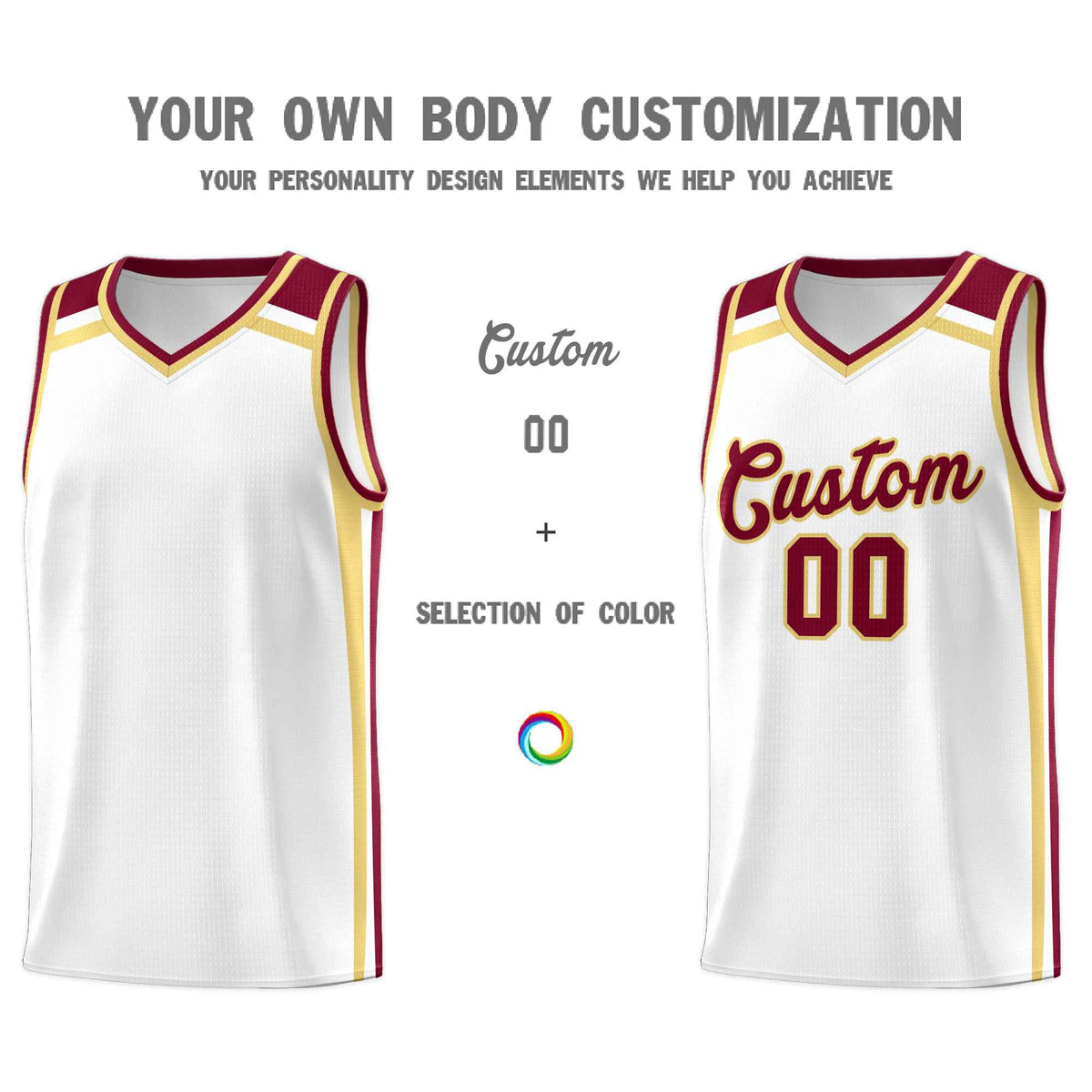 Custom White Khaki Crimson Trendy Color Charge Series Sports Uniform Basketball Jersey