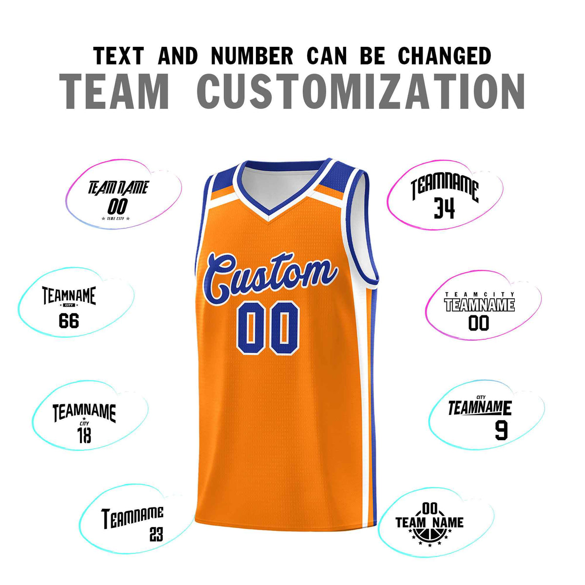 Custom Orange White Royal Blue Trendy Color Charge Series Sports Uniform Basketball Jersey