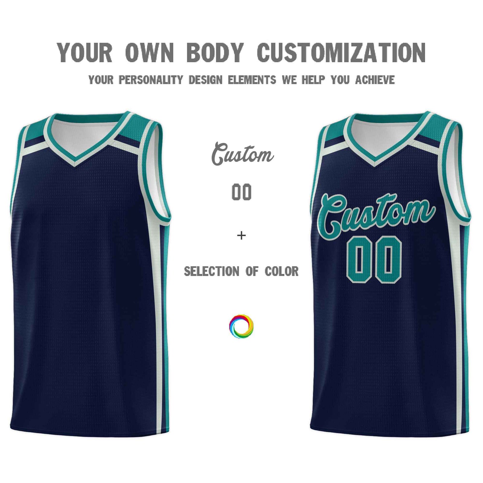 Custom Navy Gray Teal Trendy Color Charge Series Sports Uniform Basketball Jersey