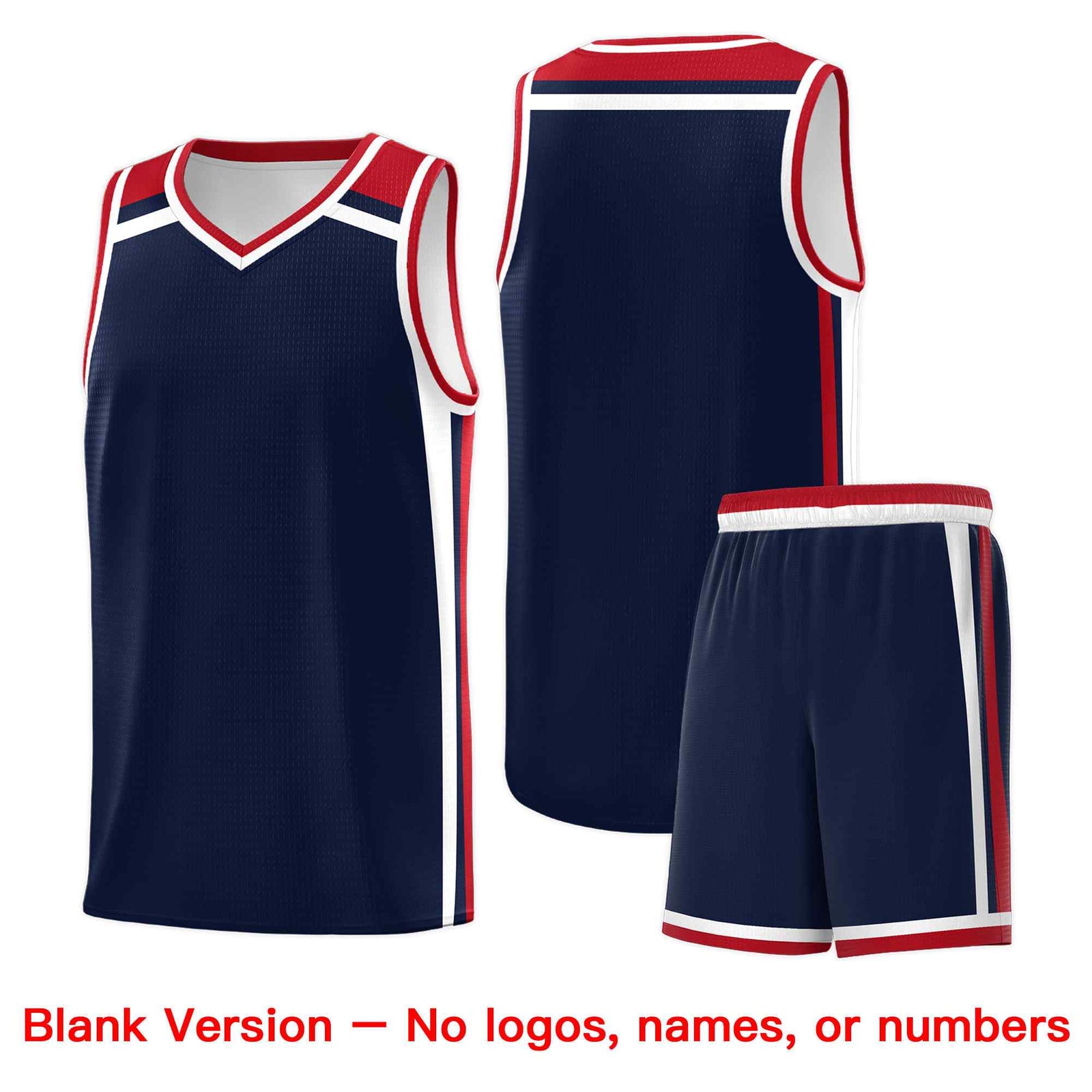 Custom Navy Red White Trendy Color Charge Series Sports Uniform Basketball Jersey