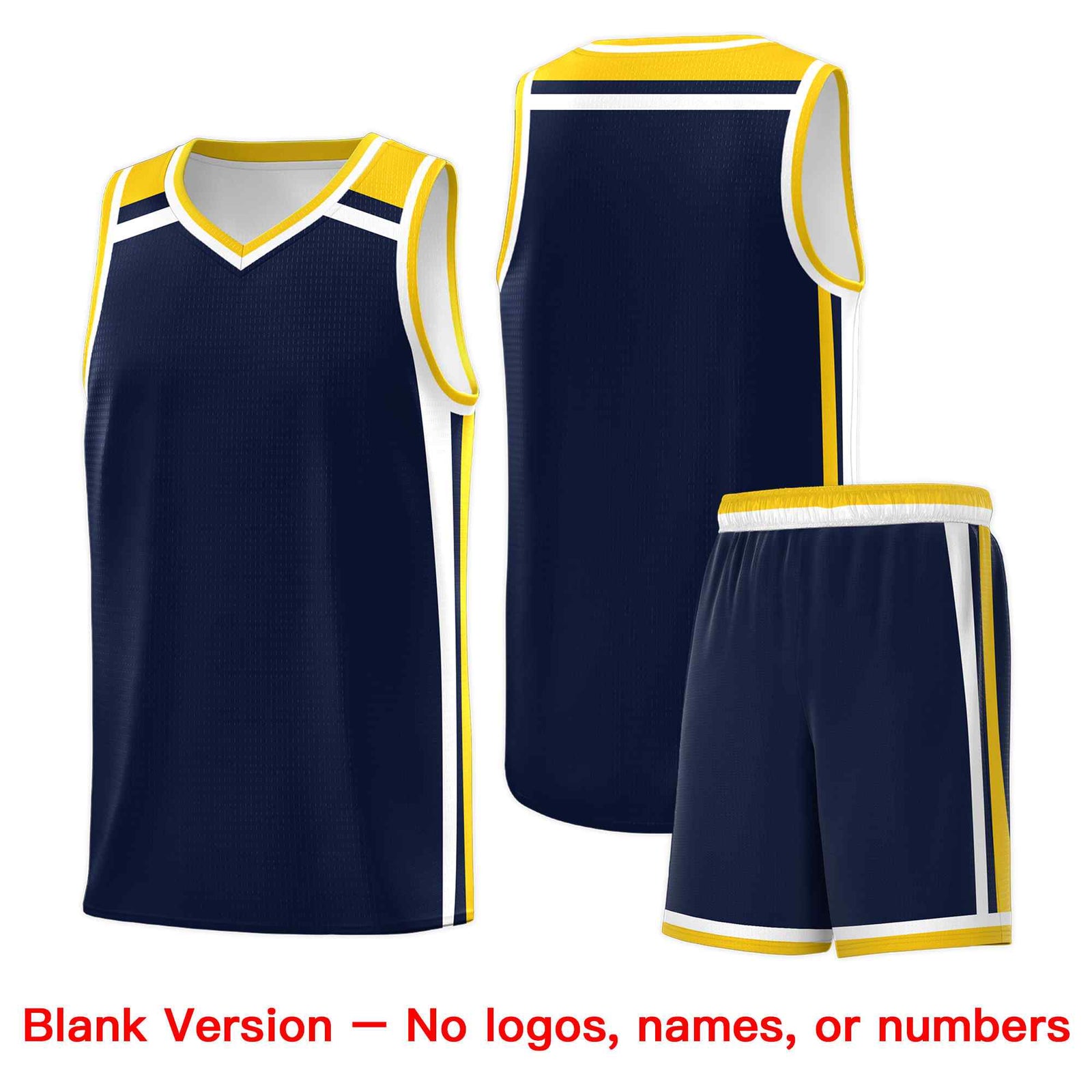 Custom Navy Gold White Trendy Color Charge Series Sports Uniform Basketball Jersey