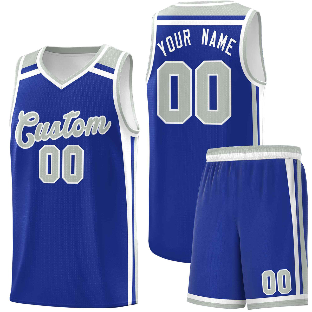Custom Royal Blue White Gray Trendy Color Charge Series Sports Uniform Basketball Jersey