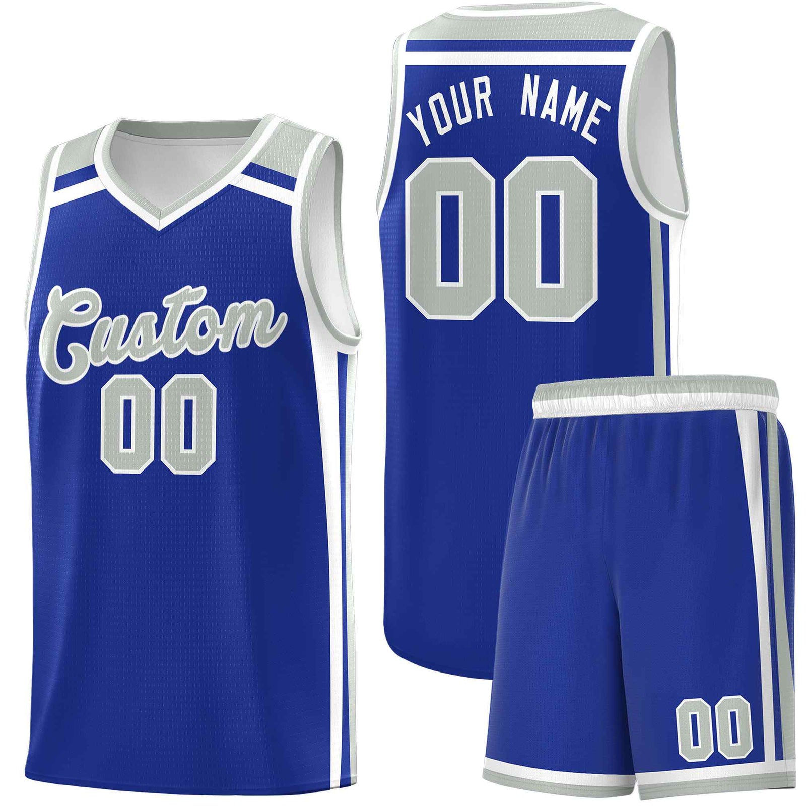 Custom Royal Blue White Gray Trendy Color Charge Series Sports Uniform Basketball Jersey