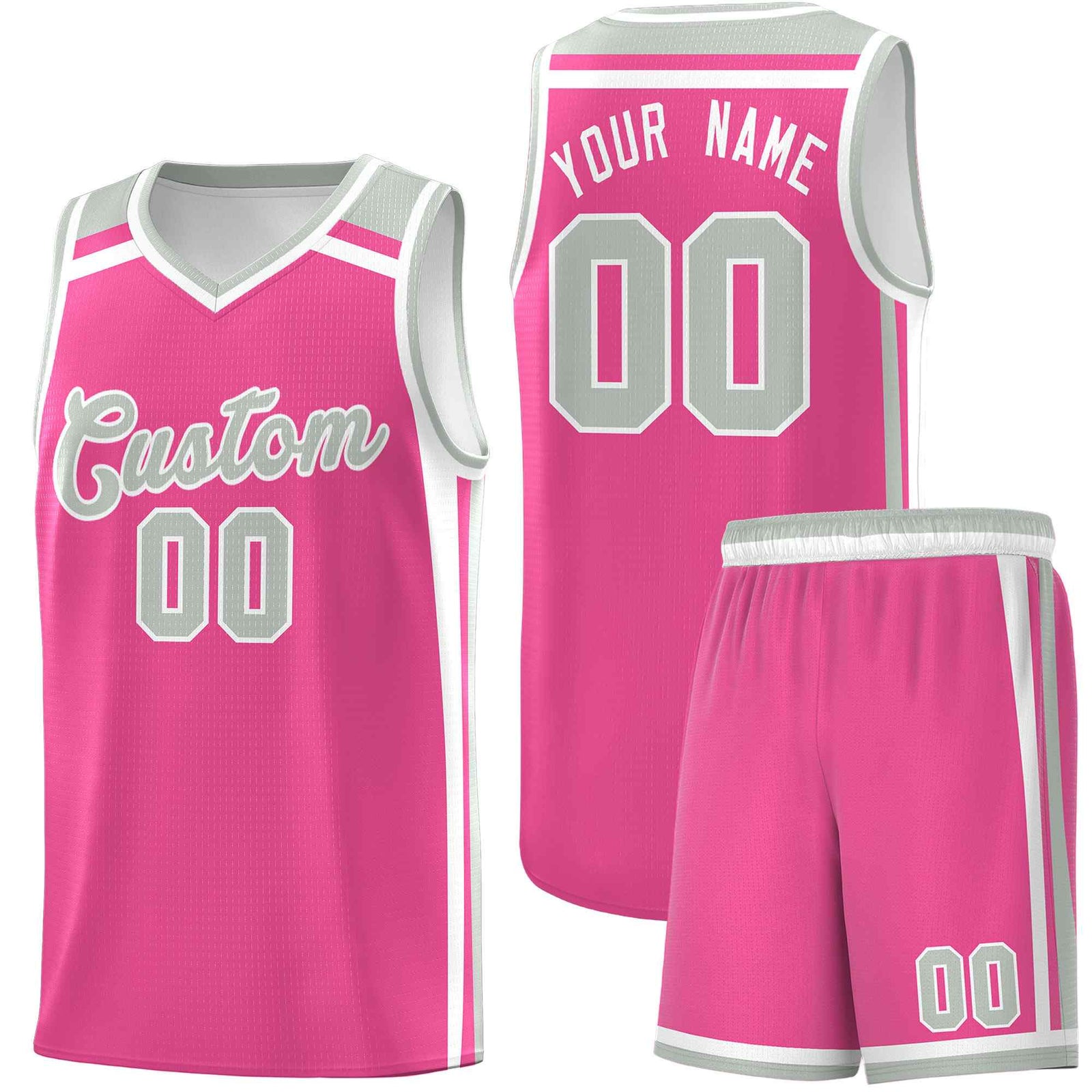 Custom Pink White Gray Trendy Color Charge Series Sports Uniform Basketball Jersey