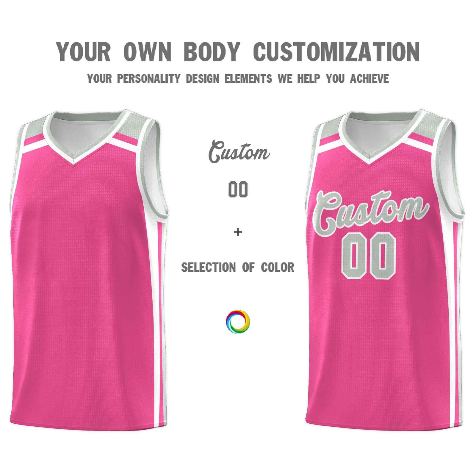 Custom Pink White Gray Trendy Color Charge Series Sports Uniform Basketball Jersey