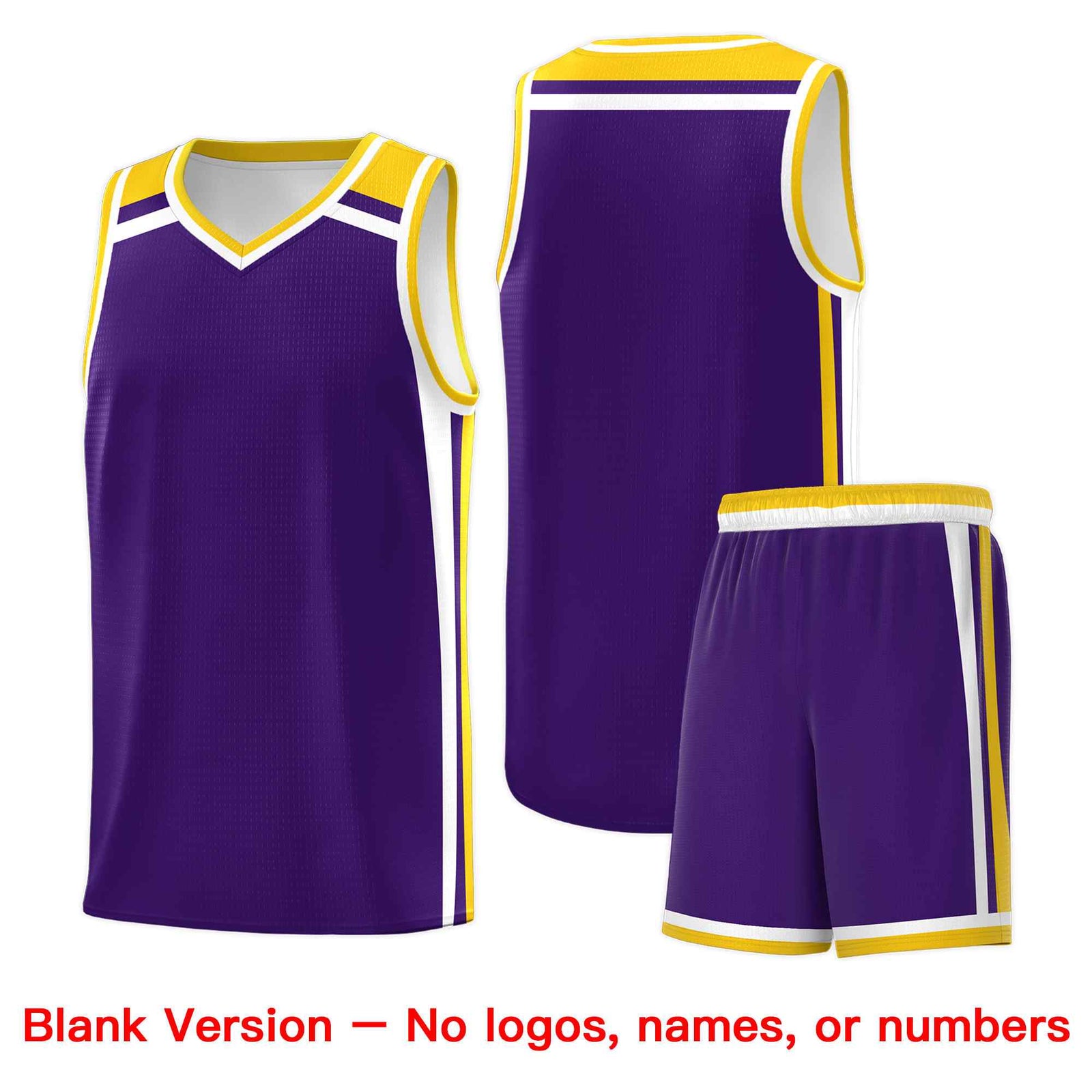 Custom Purple Gold White Trendy Color Charge Series Sports Uniform Basketball Jersey