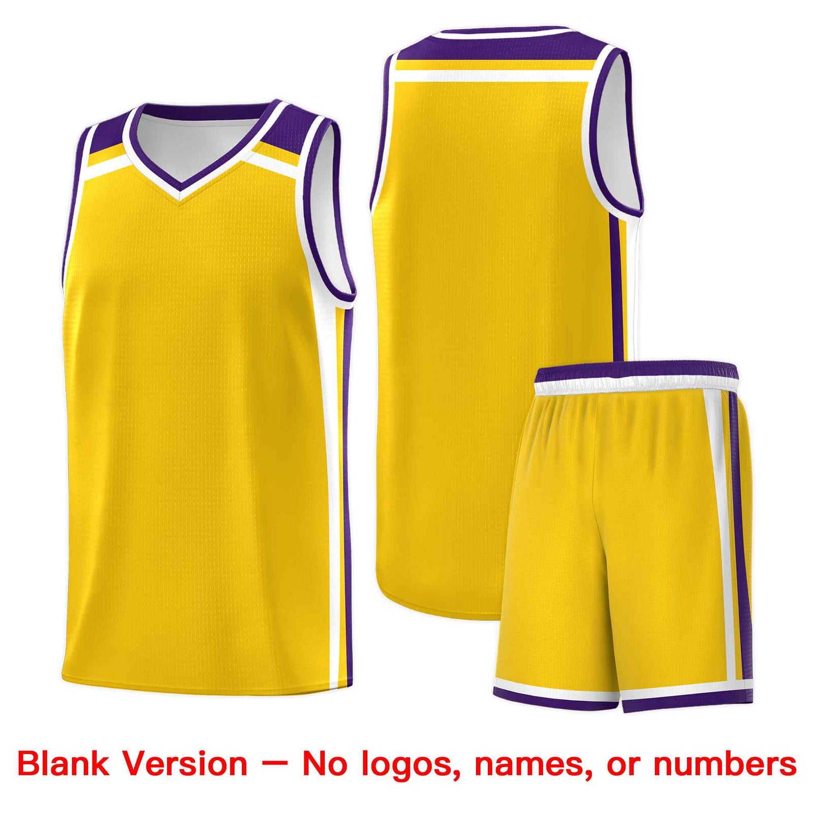 Custom Gold Purple White Trendy Color Charge Series Sports Uniform Basketball Jersey