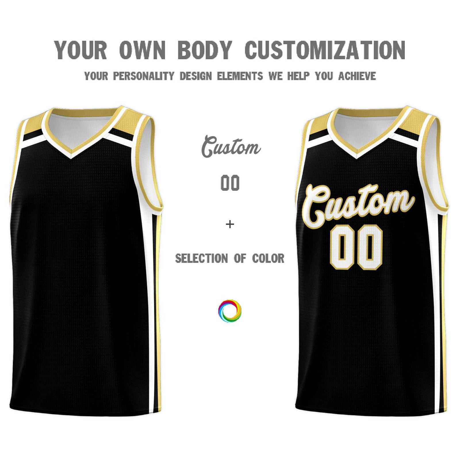 Custom Black Khaki White Trendy Color Charge Series Sports Uniform Basketball Jersey