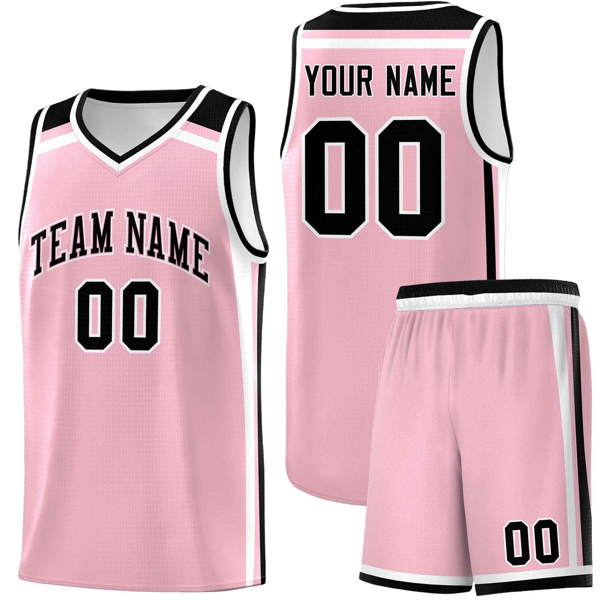 Custom Light Pink White Black Trendy Color Charge Series Sports Uniform Basketball Jersey