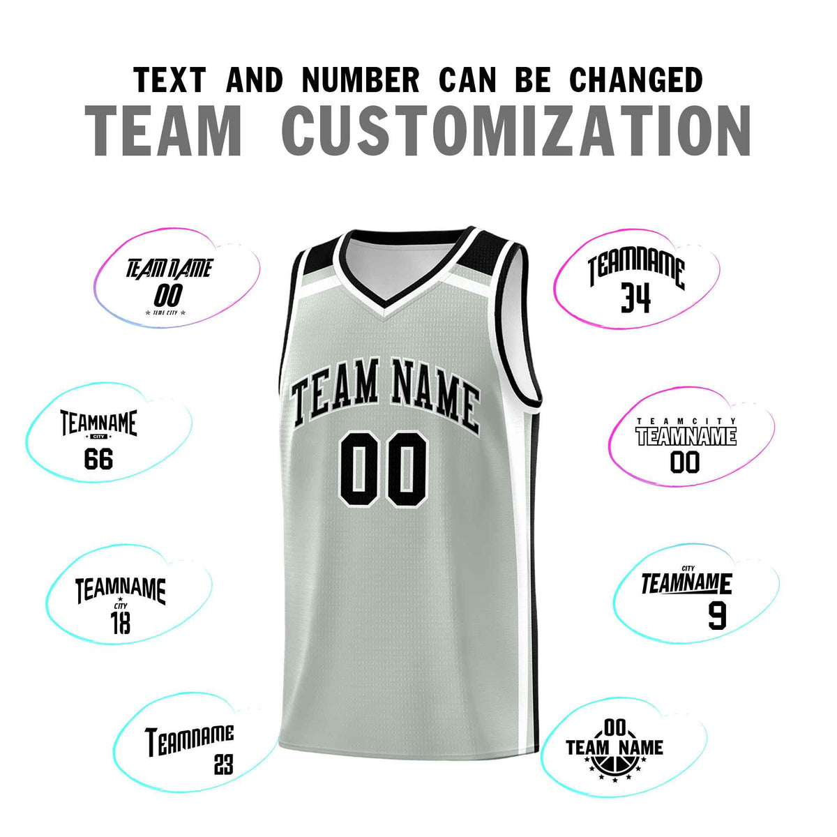 Custom Gray Black White Trendy Color Charge Series Sports Uniform Basketball Jersey
