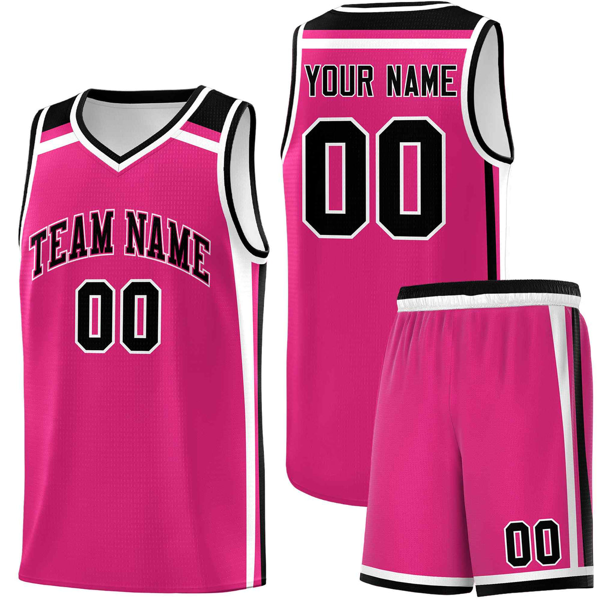 Custom Rose Red Black White Trendy Color Charge Series Sports Uniform Basketball Jersey