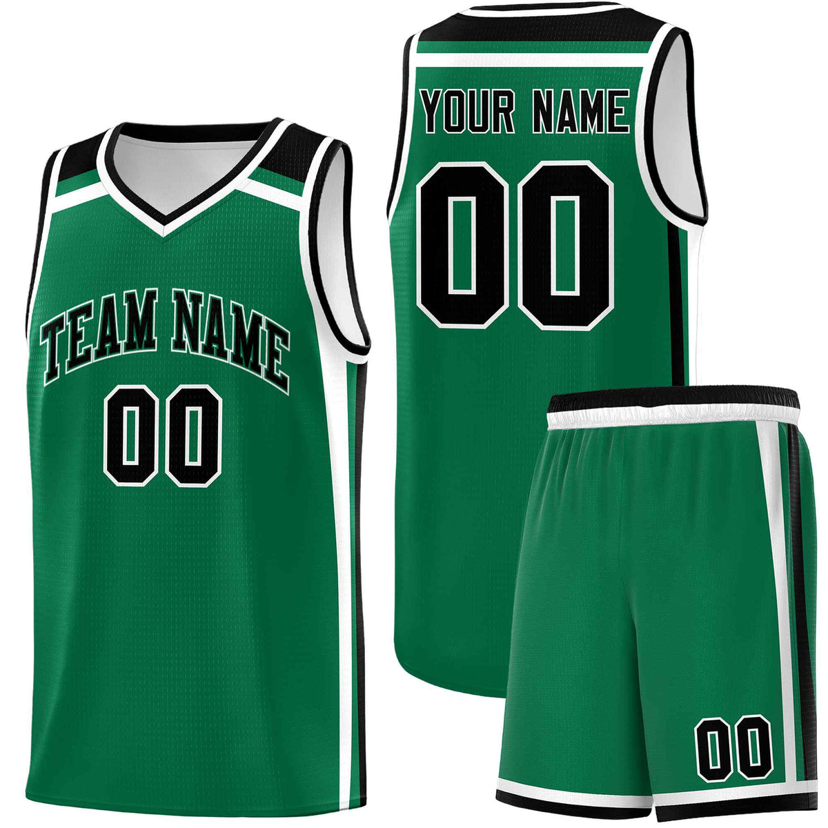 Custom Kelly Green Black White Trendy Color Charge Series Sports Uniform Basketball Jersey