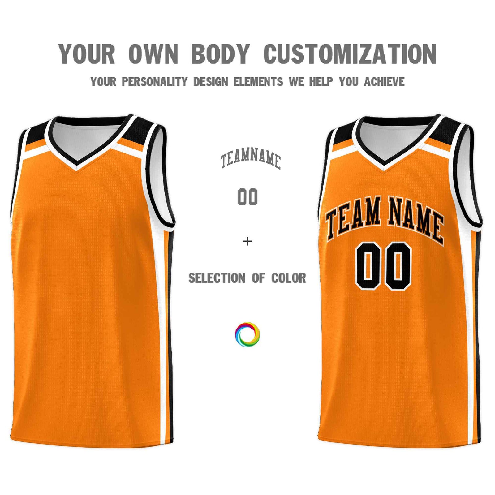 Custom Orange Black White Trendy Color Charge Series Sports Uniform Basketball Jersey