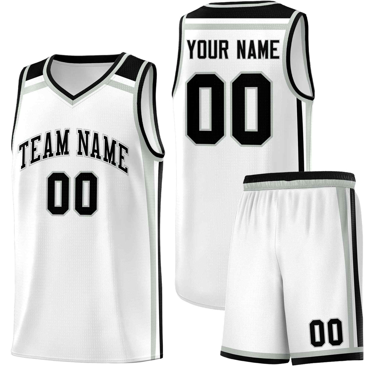 Custom White Gray Black Trendy Color Charge Series Sports Uniform Basketball Jersey