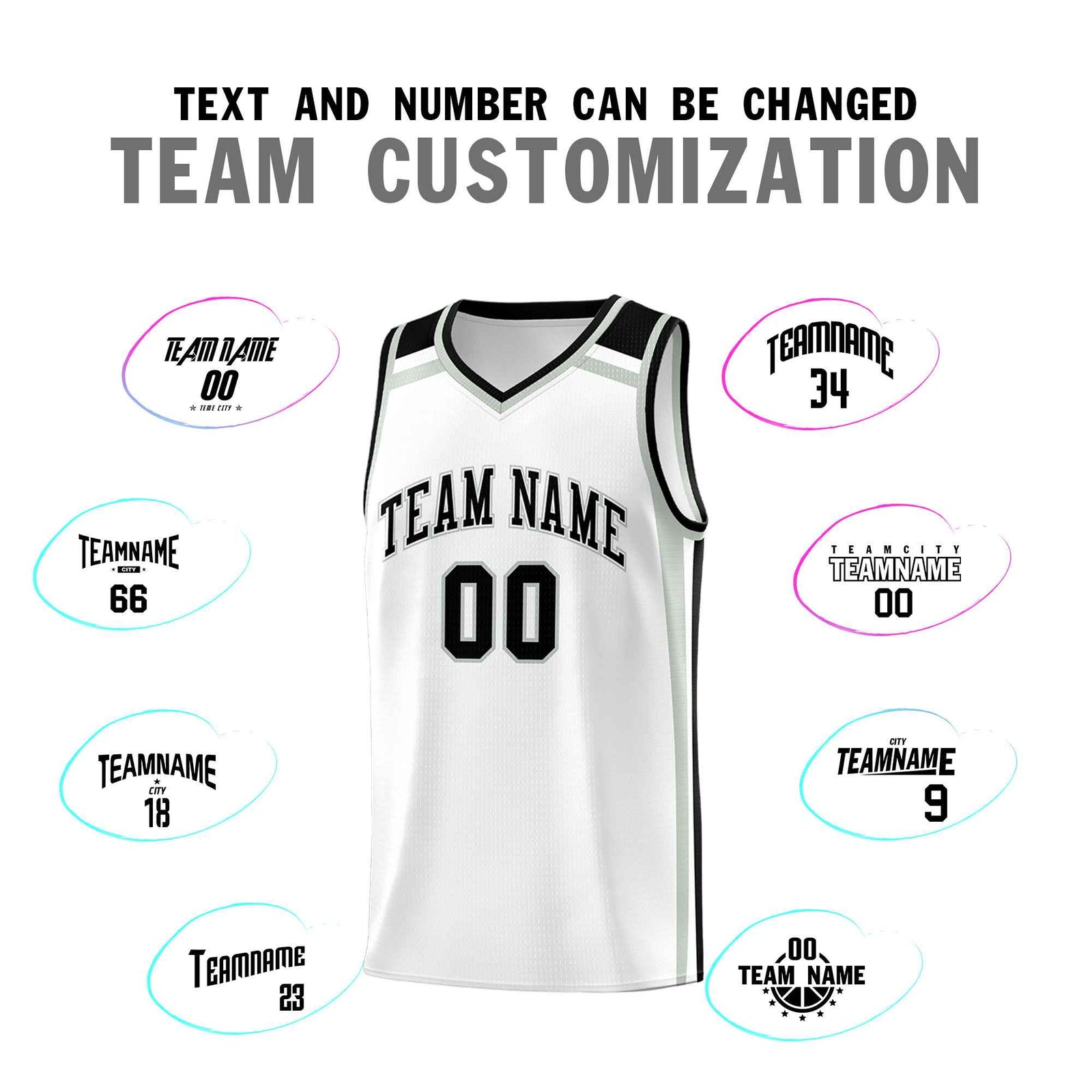 Custom White Gray Black Trendy Color Charge Series Sports Uniform Basketball Jersey