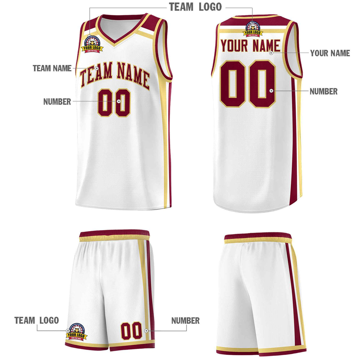 Custom White Khaki Crimson Trendy Color Charge Series Sports Uniform Basketball Jersey