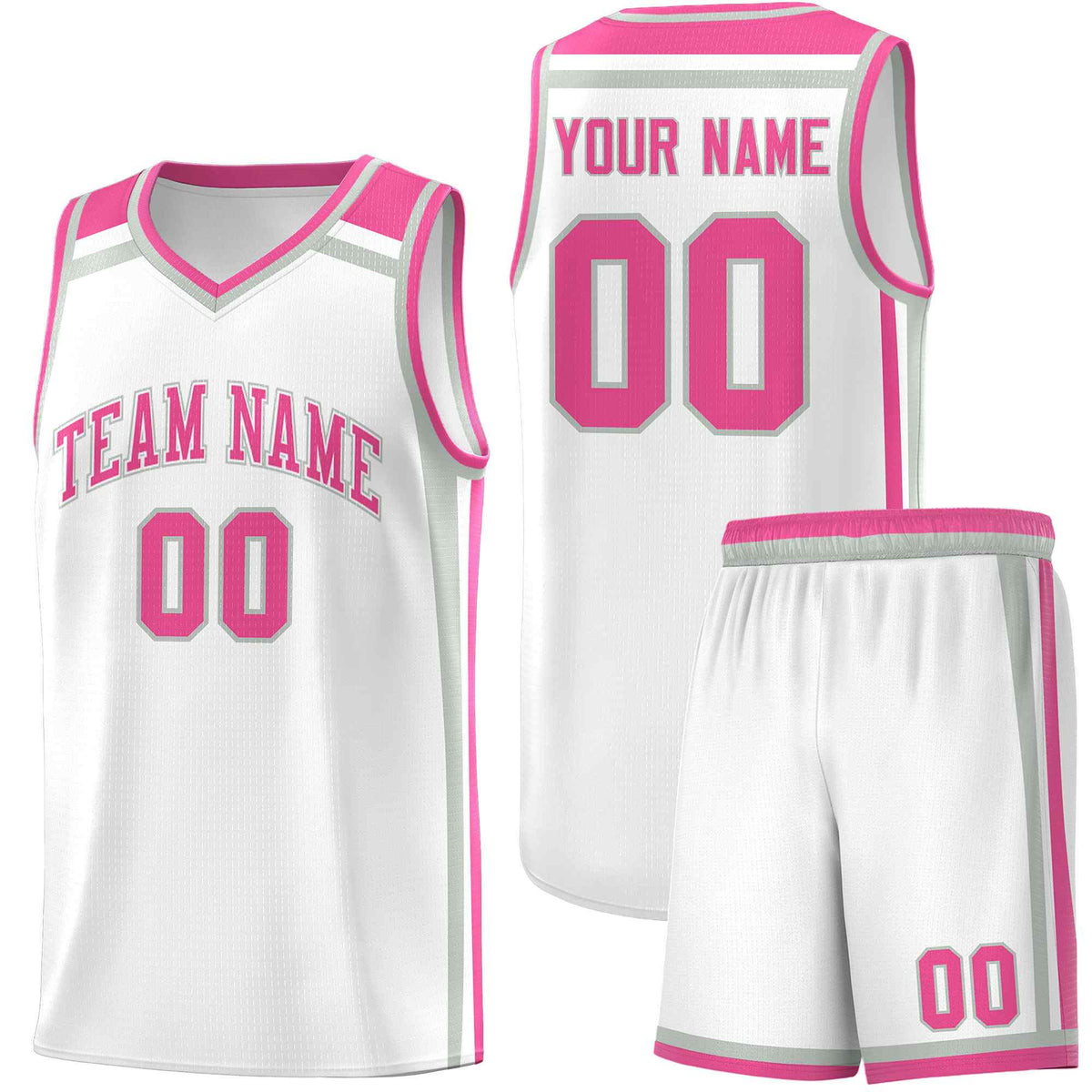 Custom White Gray Pink Trendy Color Charge Series Sports Uniform Basketball Jersey
