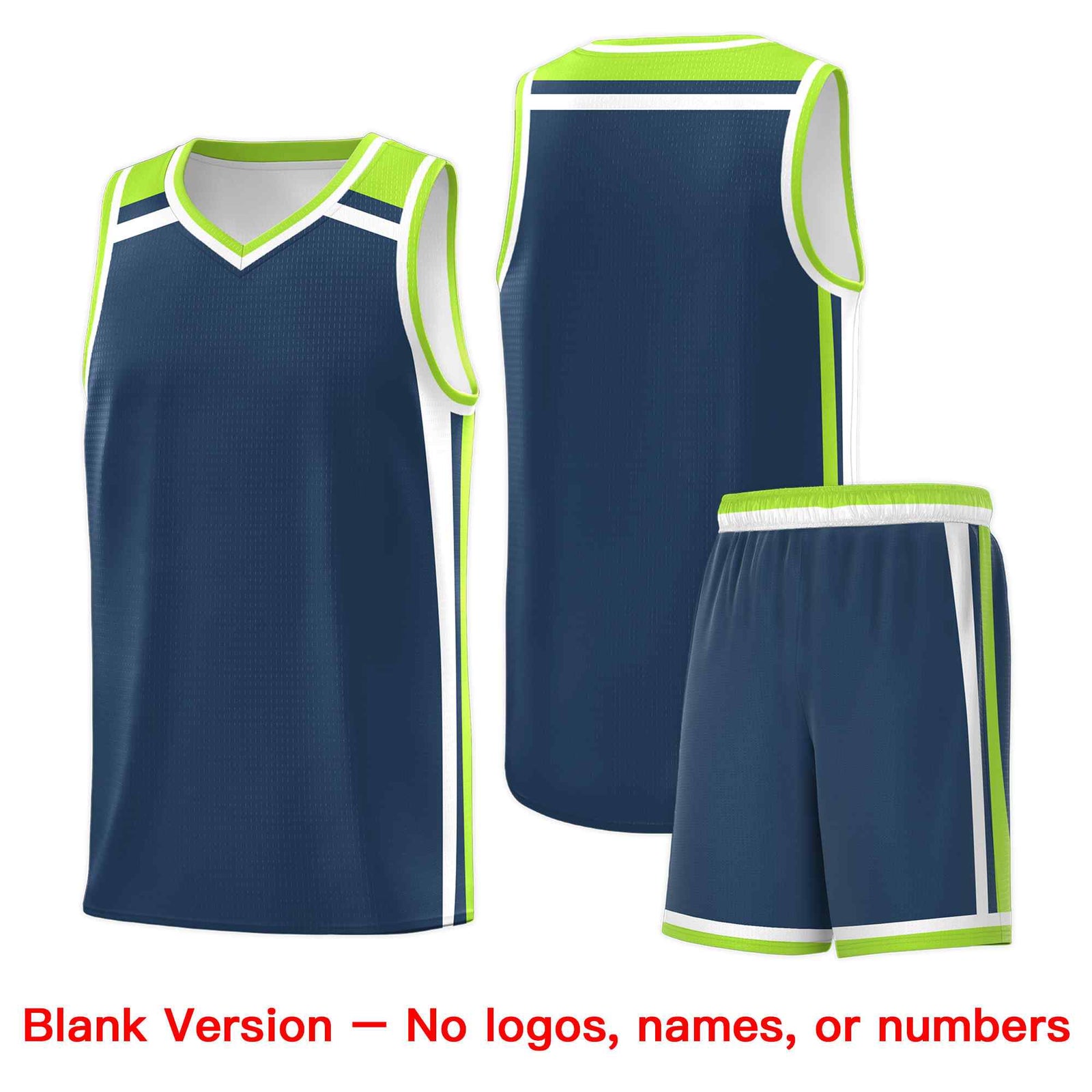 Custom Midnight Blue Neon Green White Trendy Color Charge Series Sports Uniform Basketball Jersey