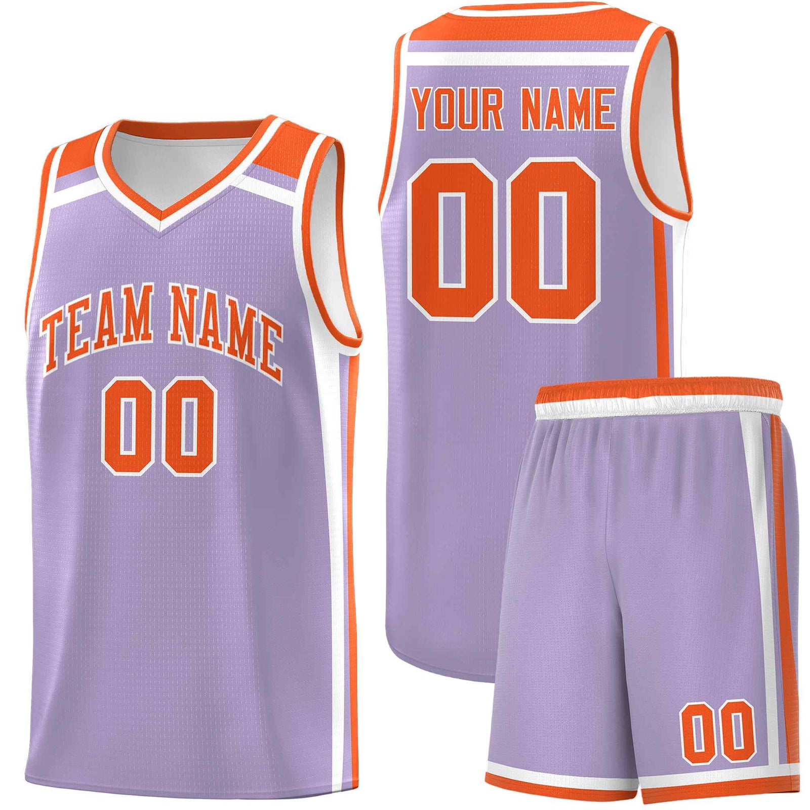 Custom Light Purple Orange White Trendy Color Charge Series Sports Uniform Basketball Jersey