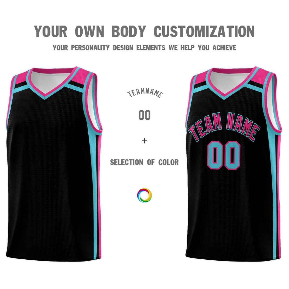 Custom Black Sky Blue Rose Red Trendy Color Charge Series Sports Uniform Basketball Jersey