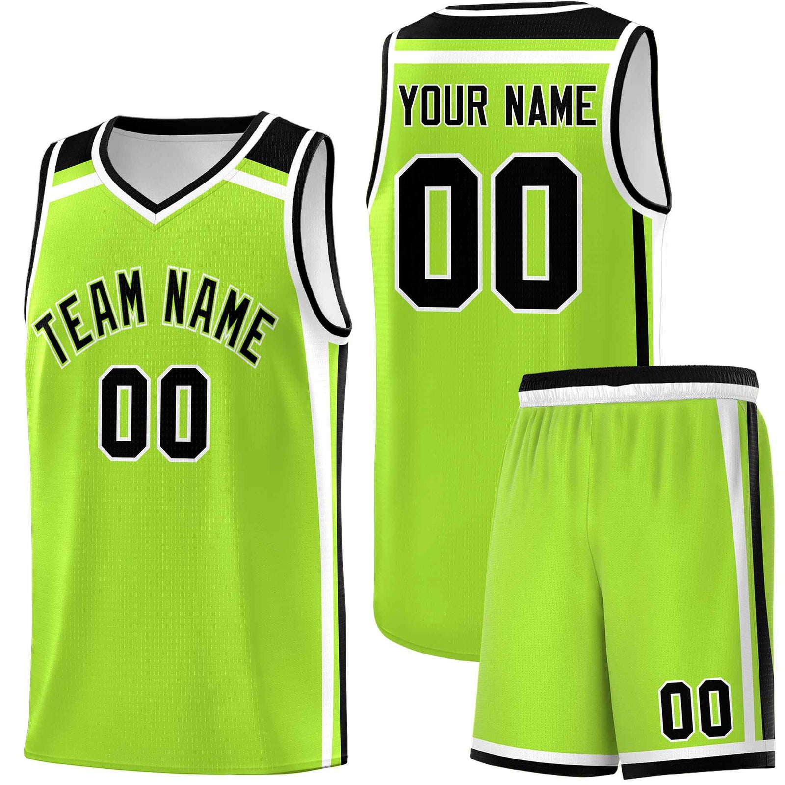 Custom Neon Green White Black Trendy Color Charge Series Sports Uniform Basketball Jersey