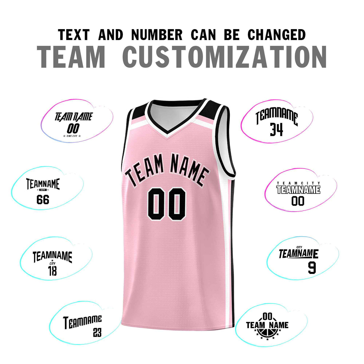 Custom Light Pink White Black Trendy Color Charge Series Sports Uniform Basketball Jersey