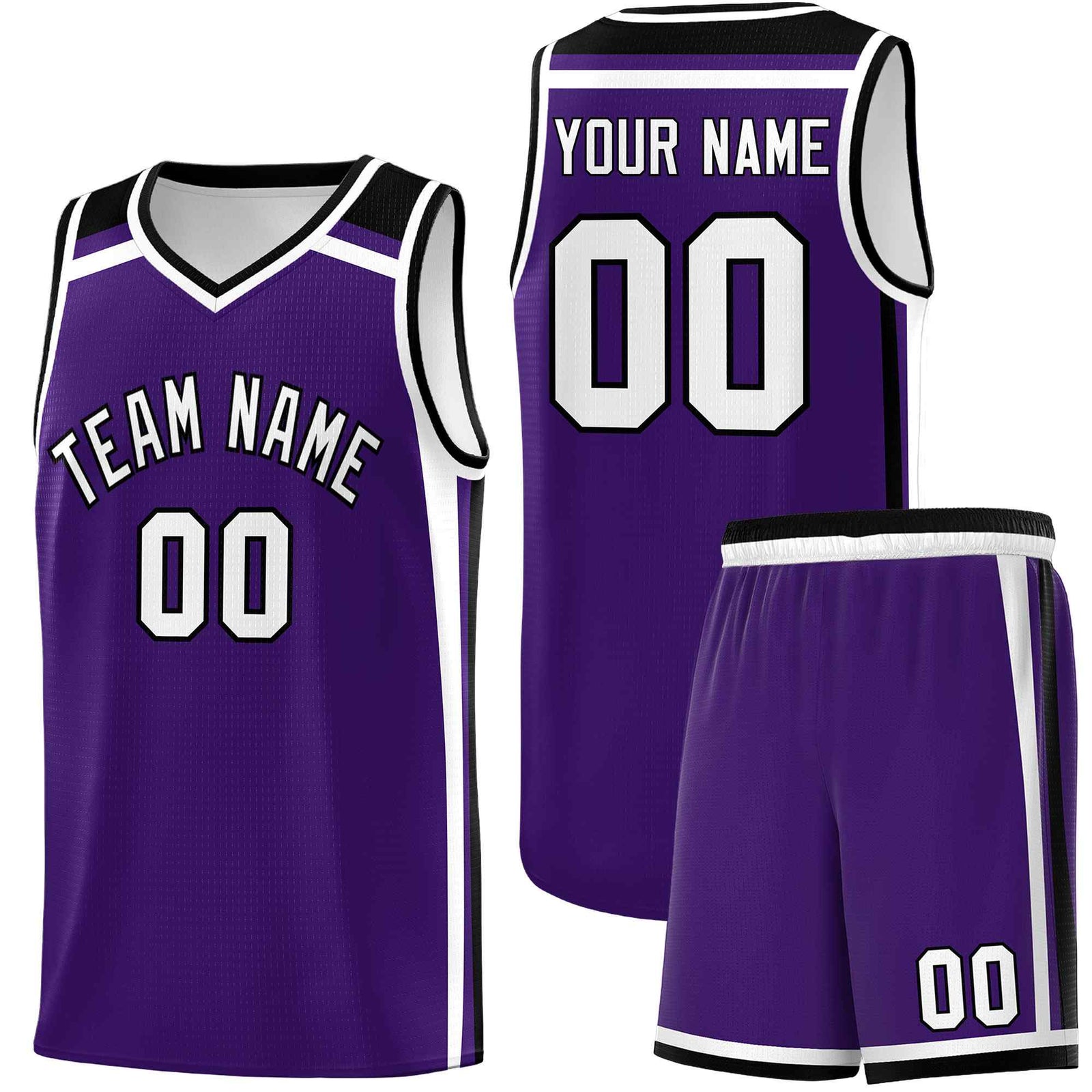 Custom Purple White Black Trendy Color Charge Series Sports Uniform Basketball Jersey