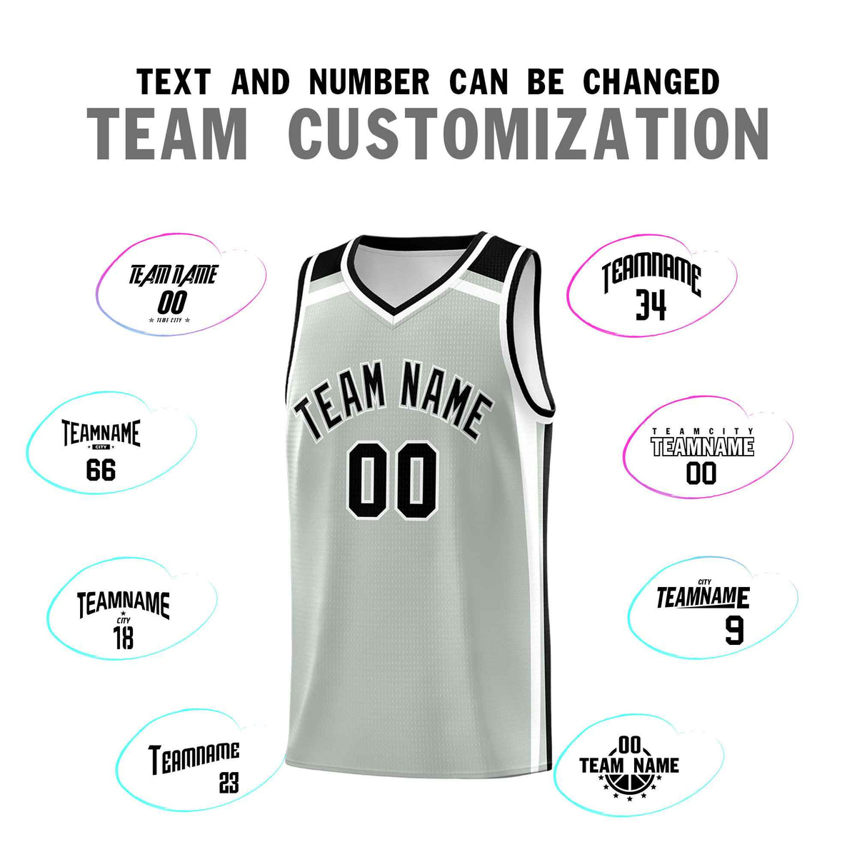 Custom Gray Black White Trendy Color Charge Series Sports Uniform Basketball Jersey