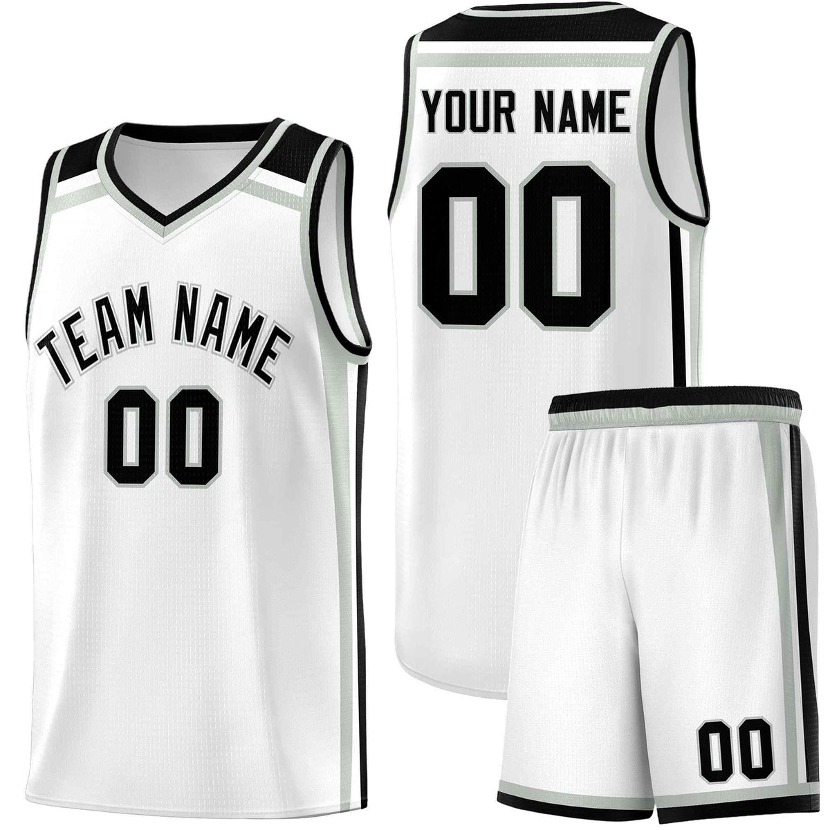 Custom White Gray Black Trendy Color Charge Series Sports Uniform Basketball Jersey