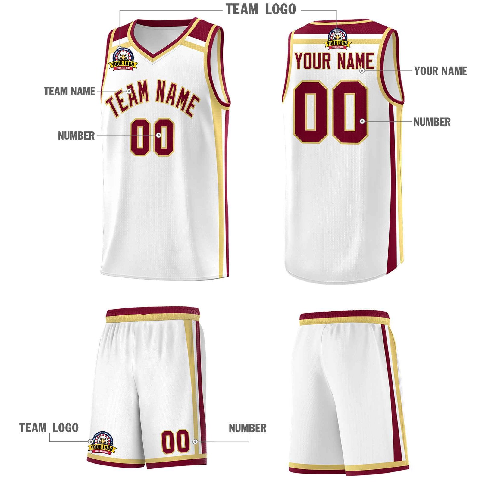 Custom White Khaki Crimson Trendy Color Charge Series Sports Uniform Basketball Jersey