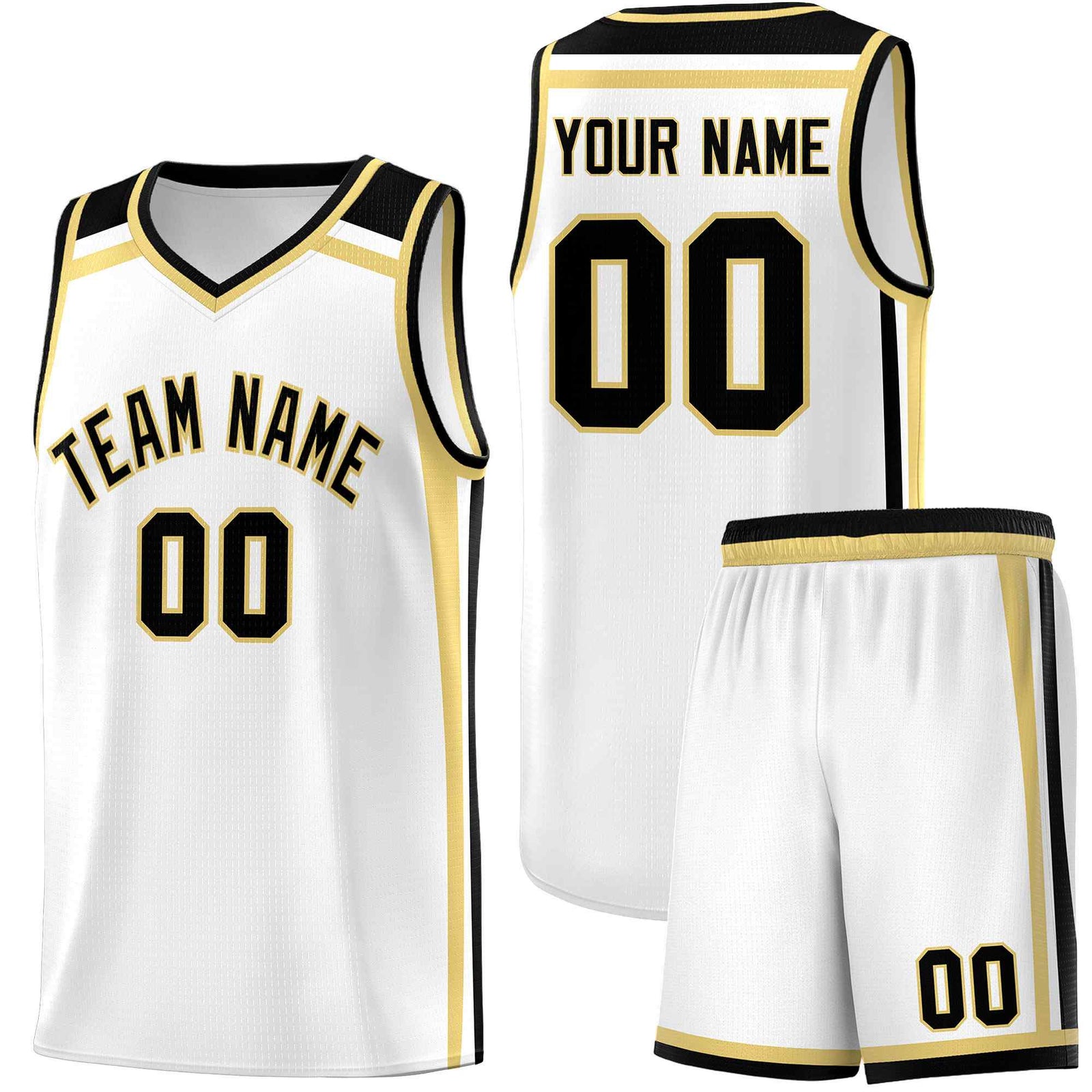 Custom White Khaki Black Trendy Color Charge Series Sports Uniform Basketball Jersey